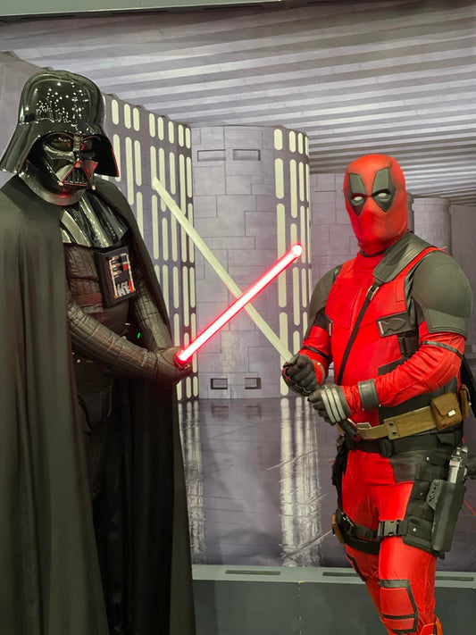 Vader & Deadpool Cosplay with Sabers | Photo Courtesy of CJMCreative