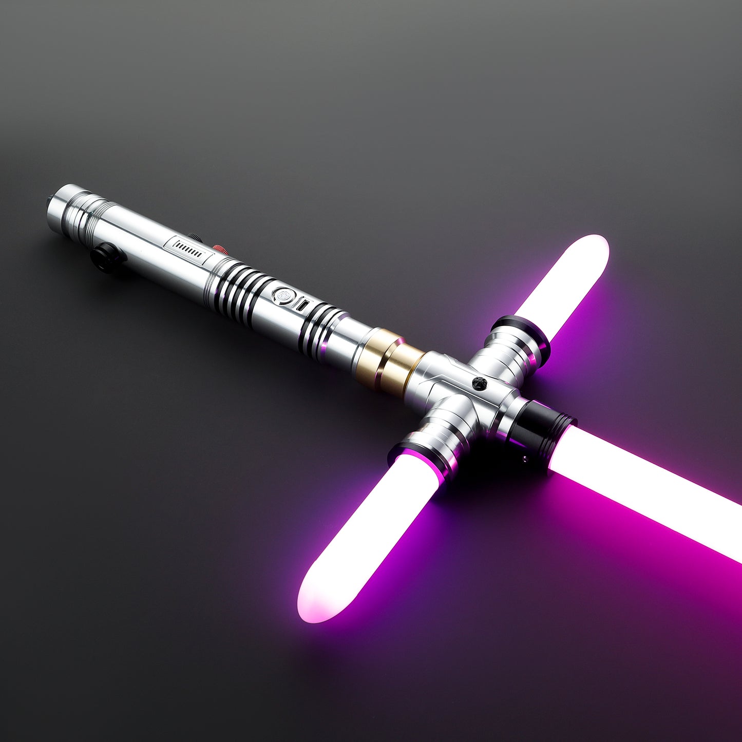 Crossguard lightsaber with glowing blade – Battle Sabers