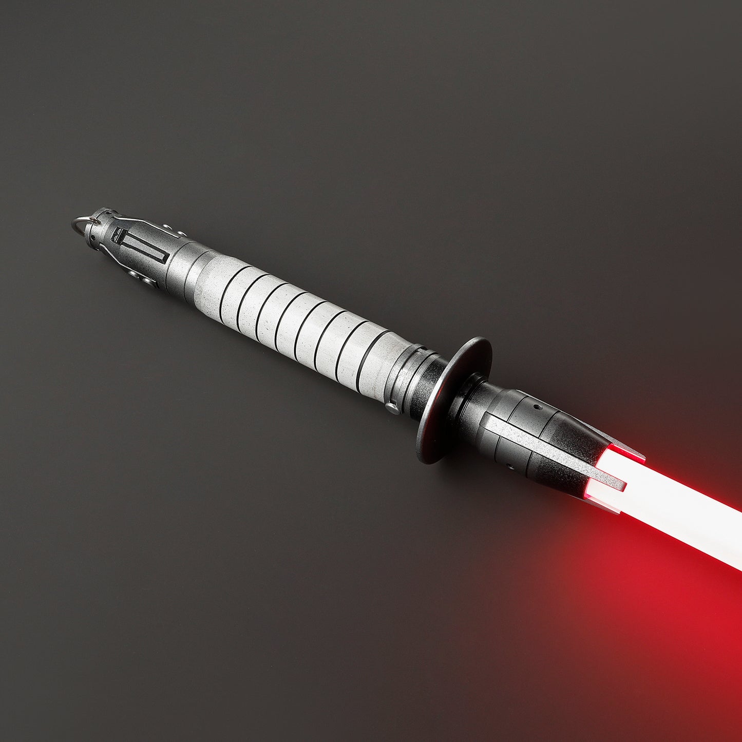 Shin Hati distressed lightsaber with radiant red blade – Battle Sabers