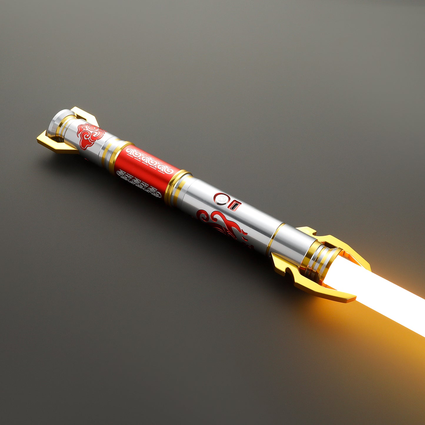 Nobushia Warrior lightsaber with detailed hilt and red glow – Battle Sabers