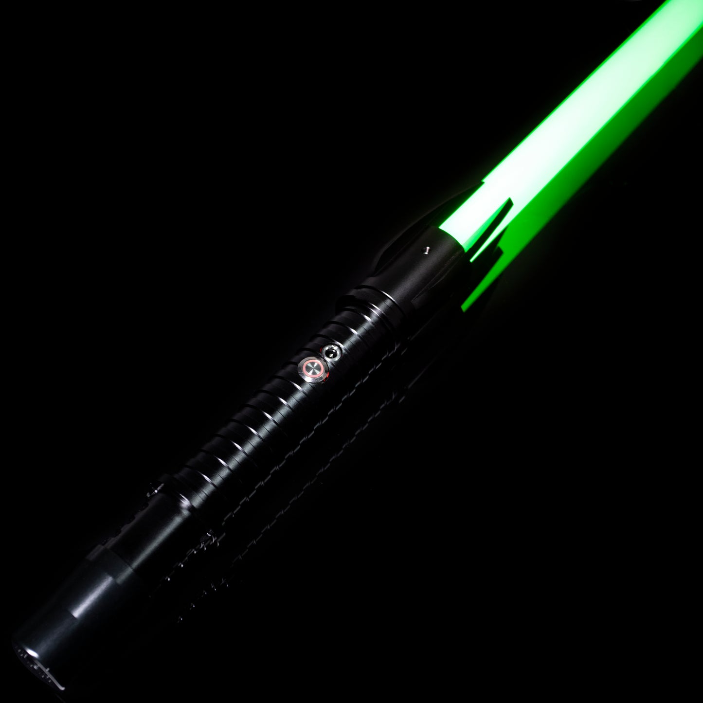 Illuminated Phoenix Light Saber glowing in a dim room - Battle Sabers