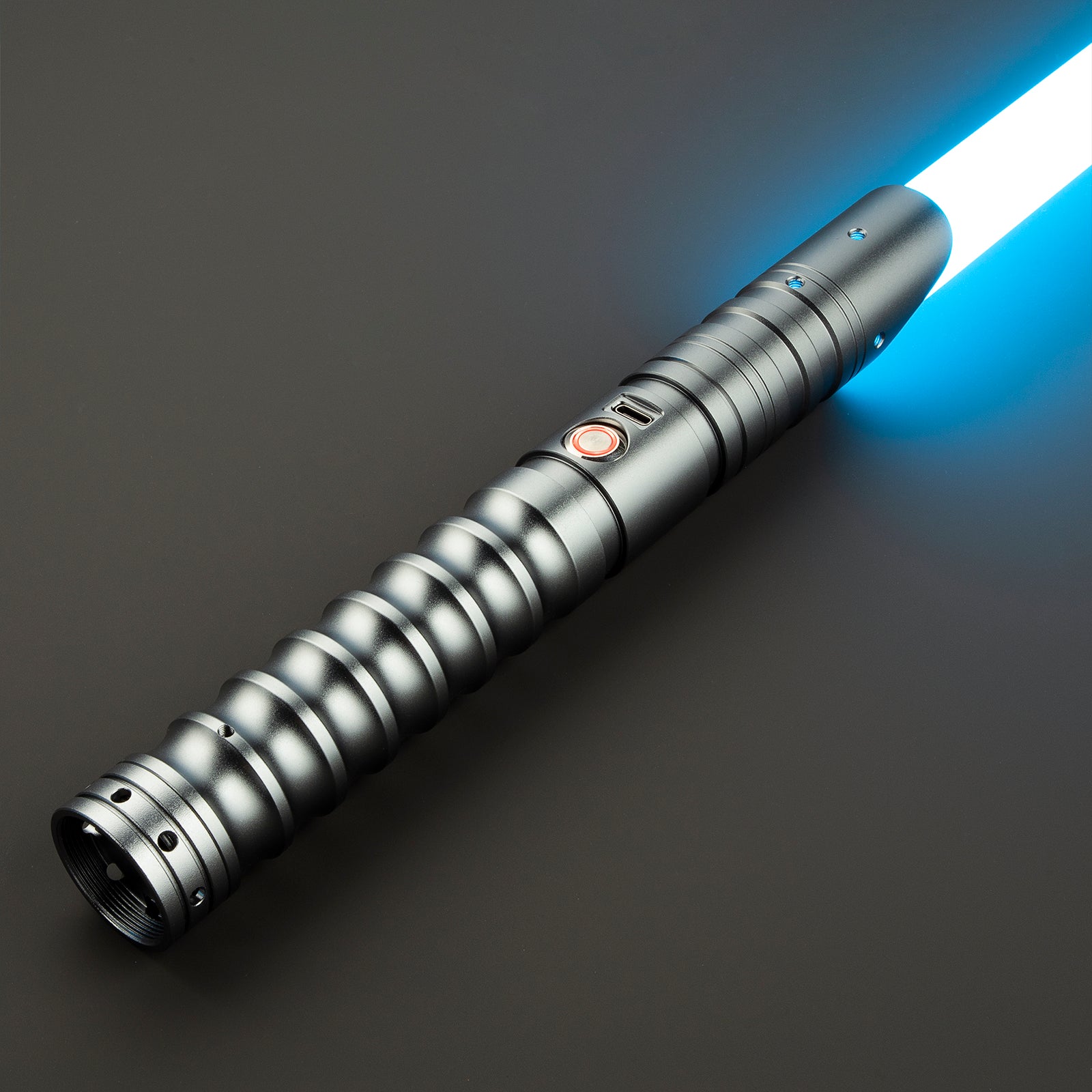 Close-up of silver Force Light Saber’s intricate details - Battle Sabers