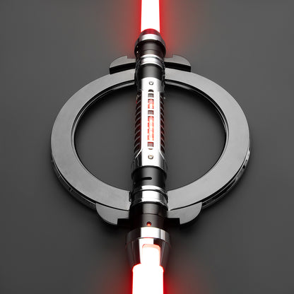 Inquisitor dual-blade saber with red illumination and intricate design – Battle Sabers