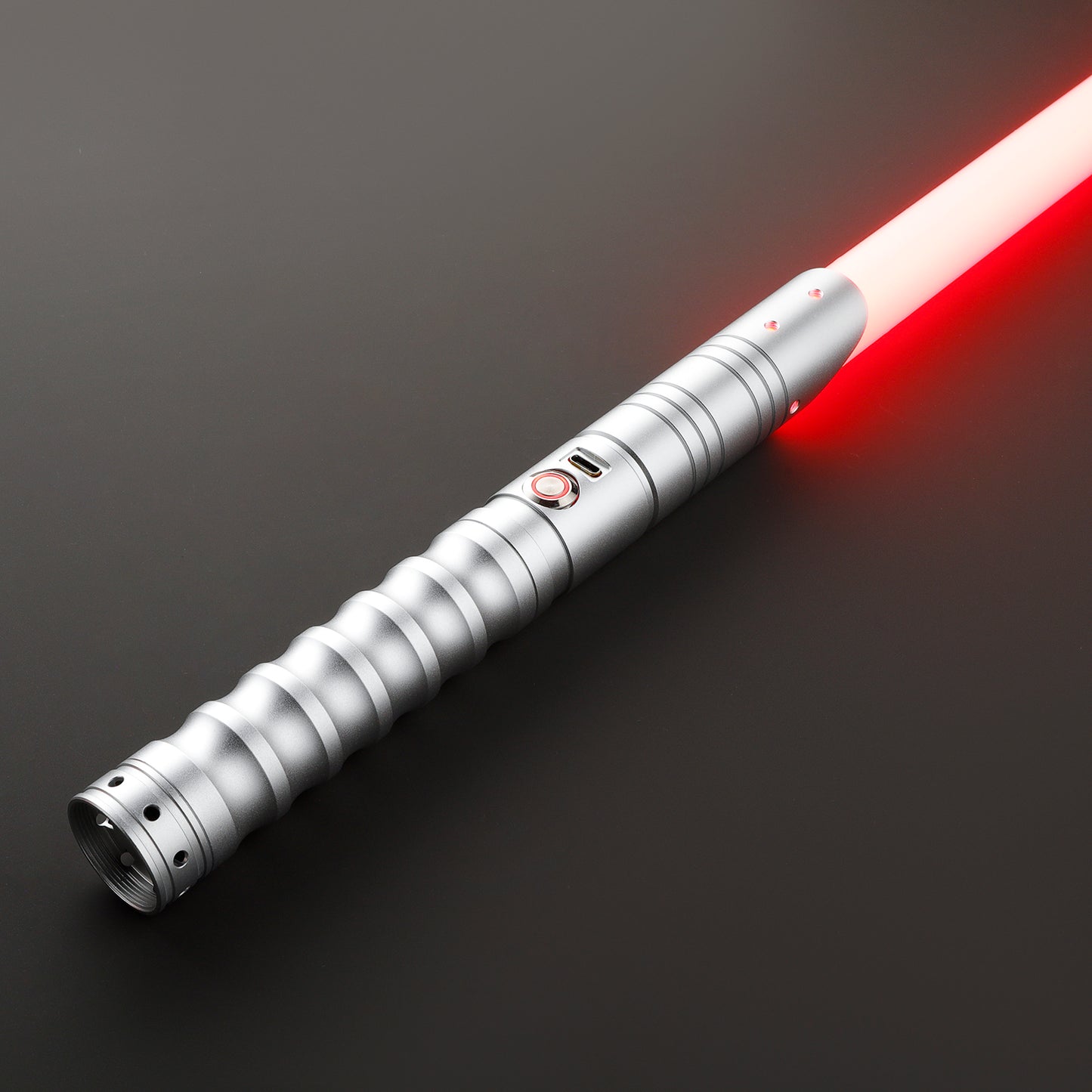 Commander Light Saber showcasing a metallic silver finish - Battle Sabers