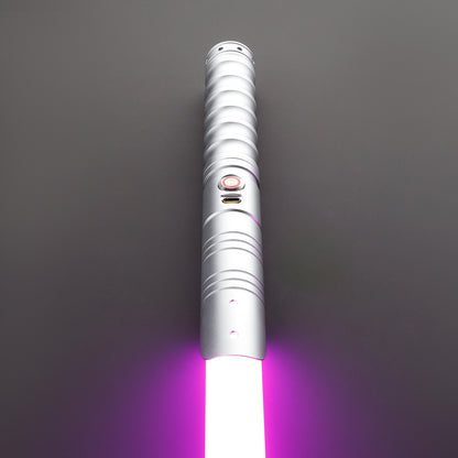 Side view of silver Commander Light Saber glowing brightly - Battle Sabers