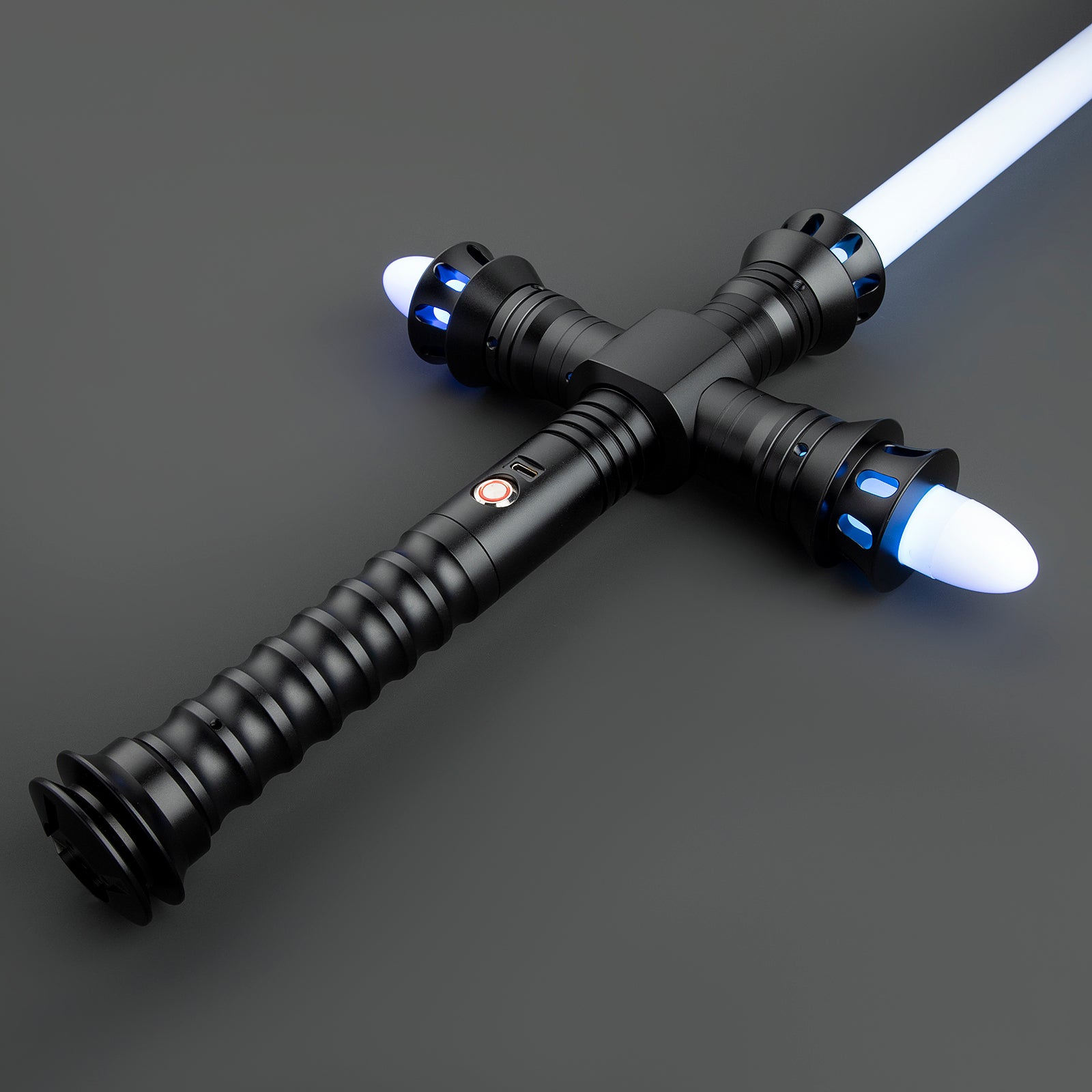 Close-up of Crossguard Light Saber’s detailed hilt - Battle Sabers