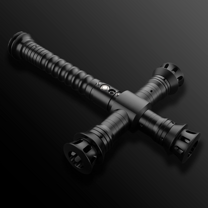 Close-up of Crossguard Light Saber’s hilt and side blades - Battle Sabers