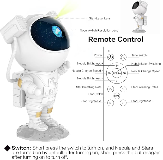 Astronaut Galaxy Star Projector Starry Night Light