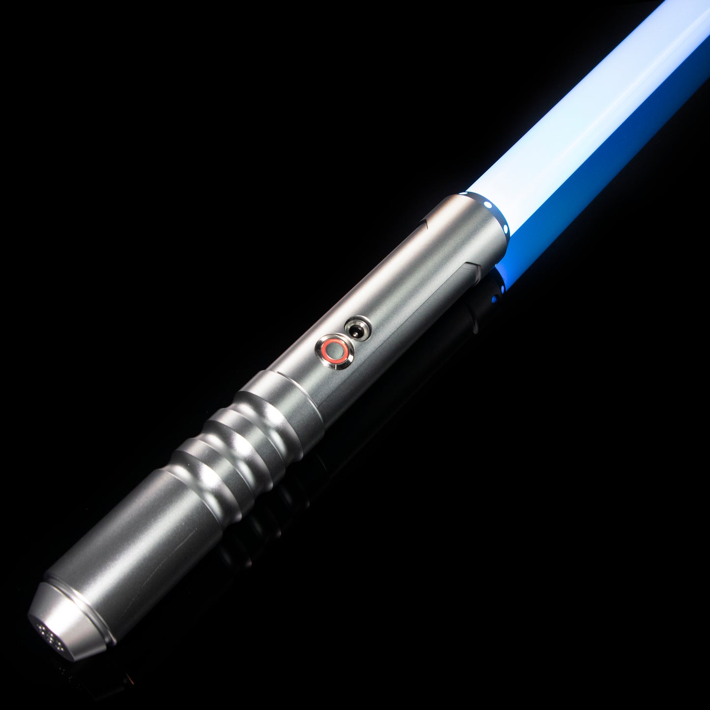 Aurora Light Saber displayed with accessories and charging cable - Battle Sabers